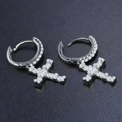 FLOODED DIAMOND CROSSES // WHITE GOLD EARRINGS