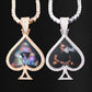 ICED OUT ROUND CUT SPADE PHOTO PENDANT + CHAIN