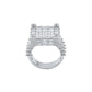 SQUARE STUDDED RING // BAUGETTE WHITE GOLD