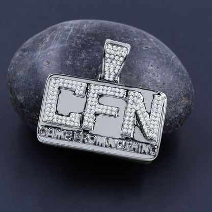 ICED OUT CFN (CAME FROM NOTHING) PENDANT // WHITE GOLD