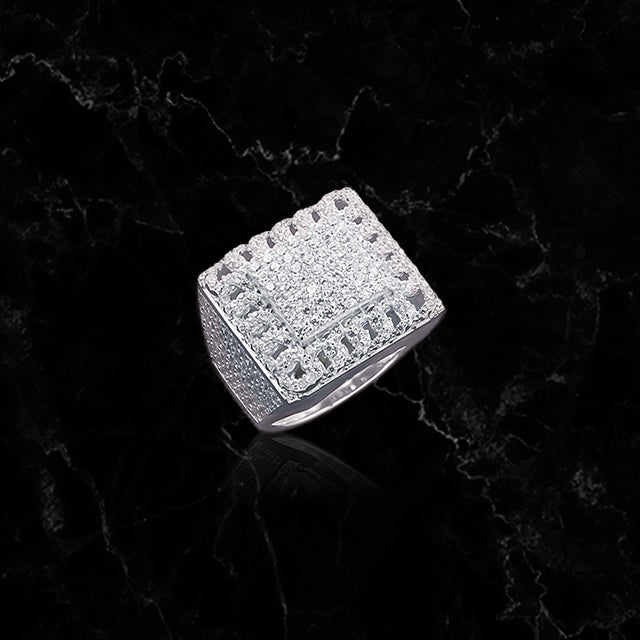 SQUARE RING // ICED OUT WHITE GOLD