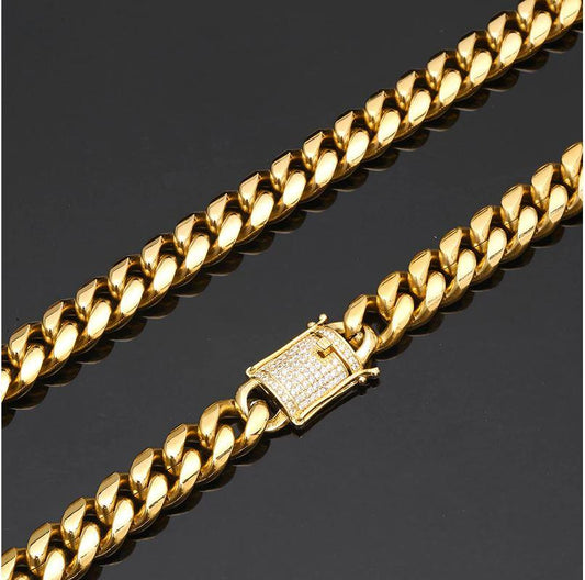FLOODED LOCK CUBAN CHAIN // YELLOW GOLD 8MM
