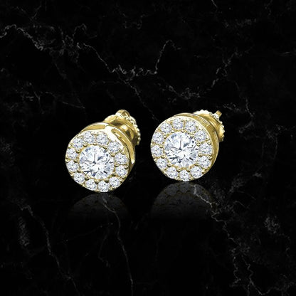 ROUND CUT DIAMOND STUD EARRINGS IN YELLOW GOLD