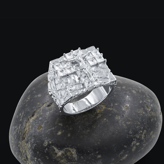 JESUS BEDDED RING // WHITE GOLD