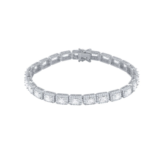 RECTANGULAR BAGUETTE TENNIS BRACELET // WHITE GOLD 6MM