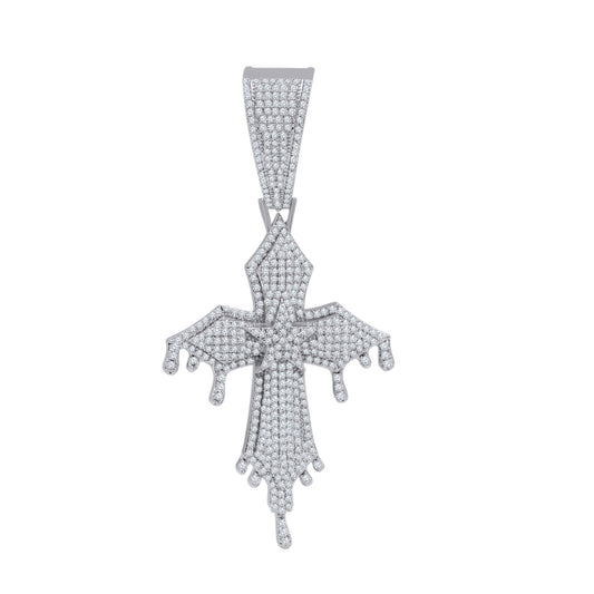 DRIP CROSS PENDANT // WHITE GOLD