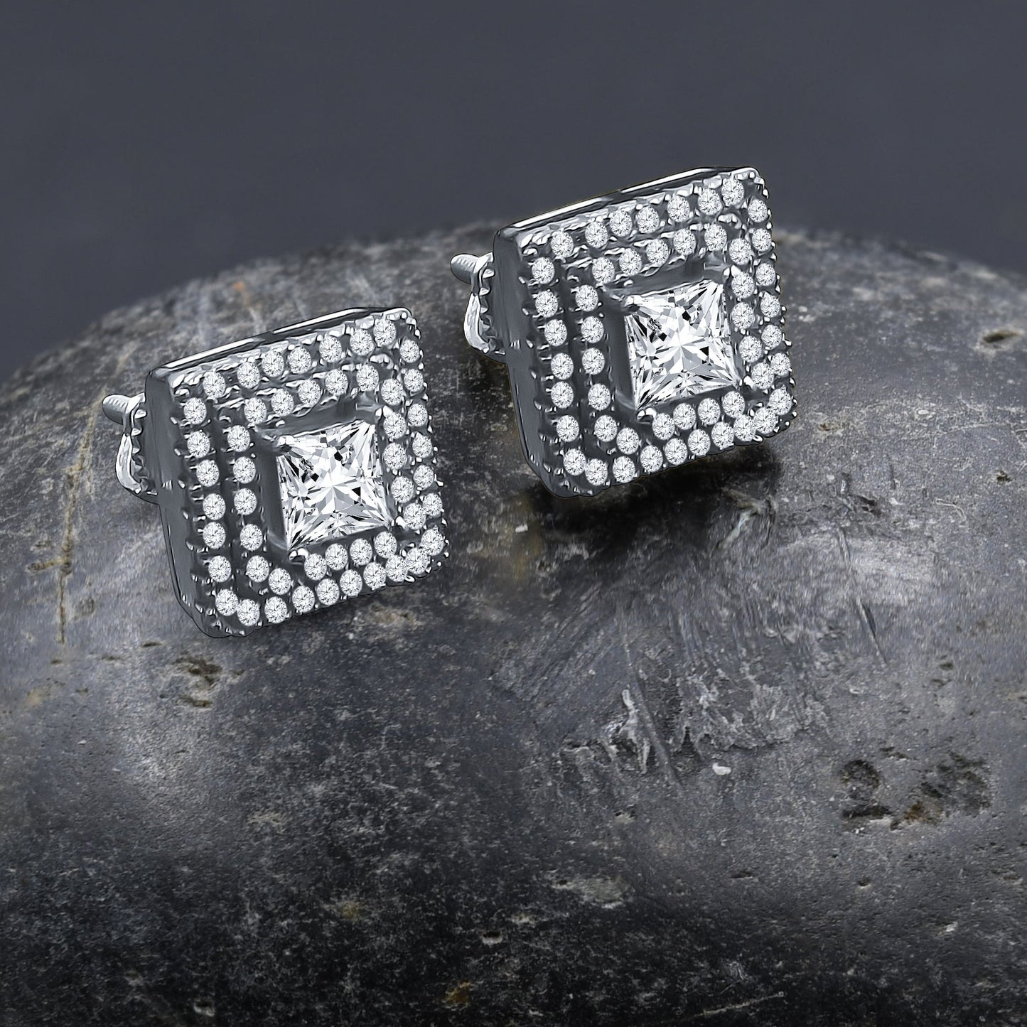 ICED RADIANT // WHITE GOLD EARRINGS