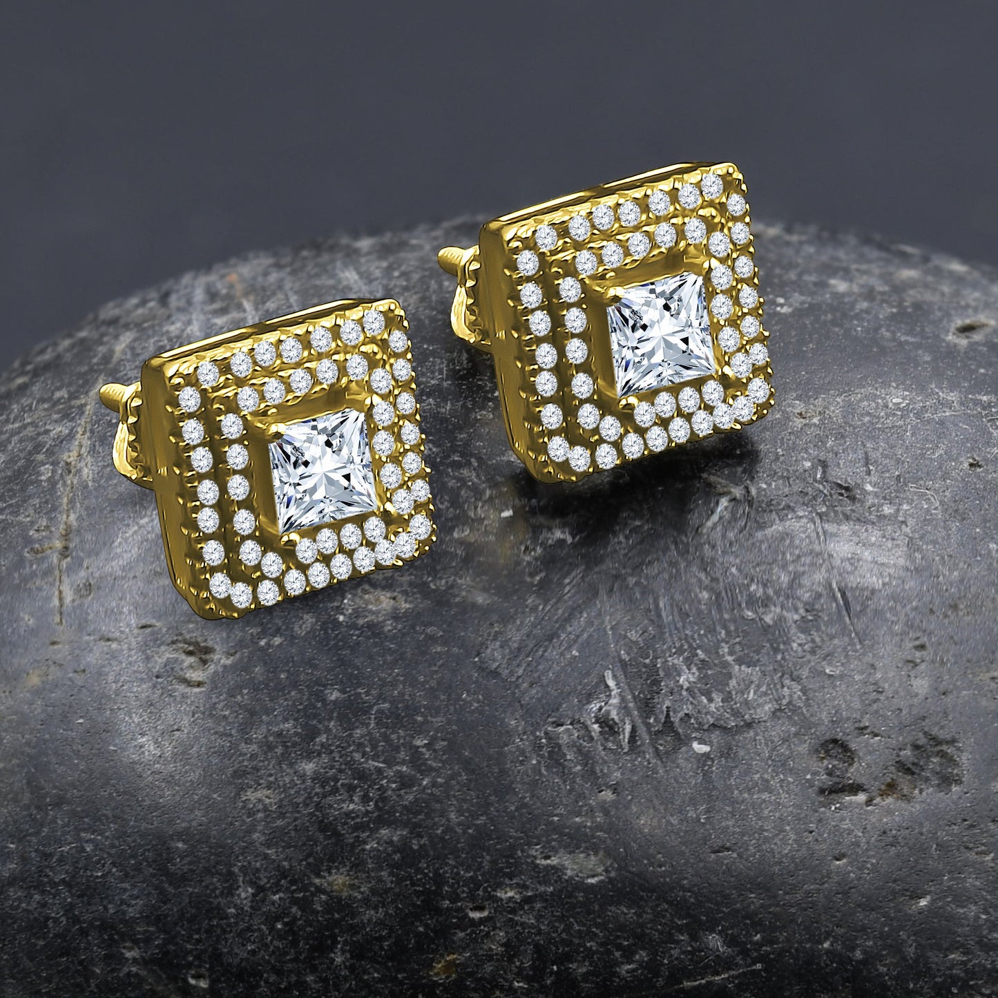 ICED RADIANT // YELLOW GOLD EARRINGS