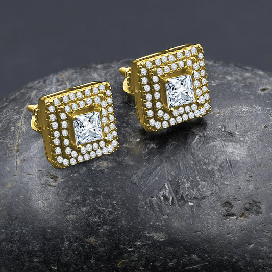 ICED RADIANT // YELLOW GOLD EARRINGS
