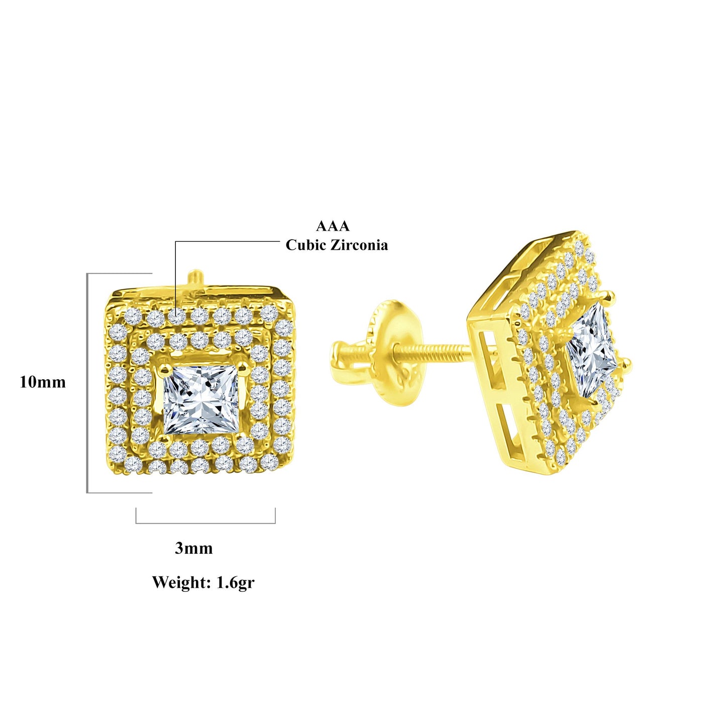 ICED RADIANT // YELLOW GOLD EARRINGS