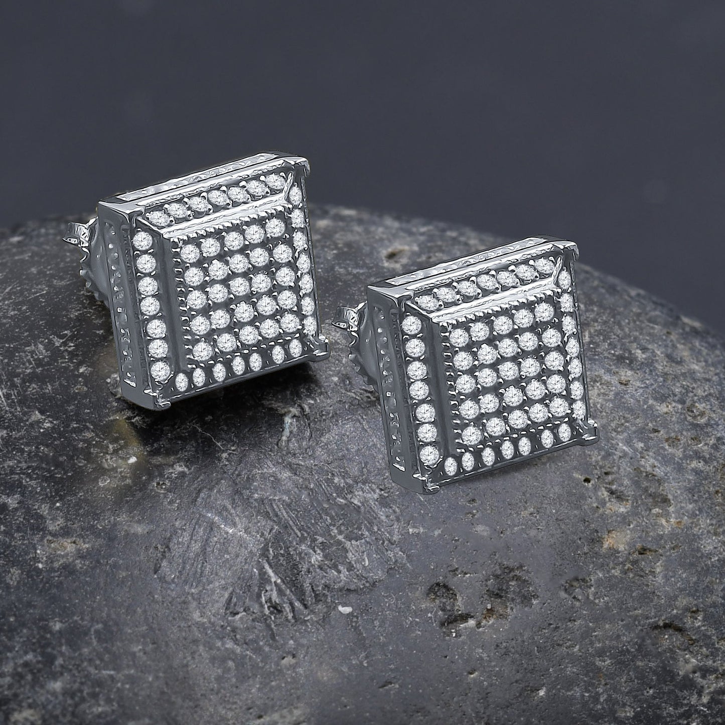 ICED STACKED // WHITE GOLD EARRINGS