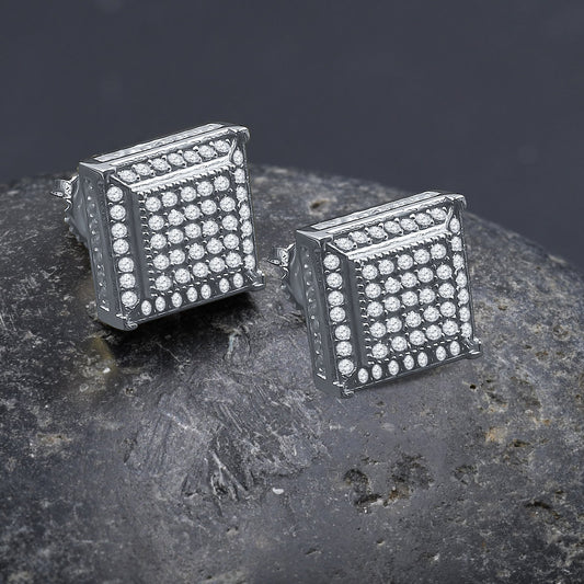 ICED STACKED // WHITE GOLD EARRINGS