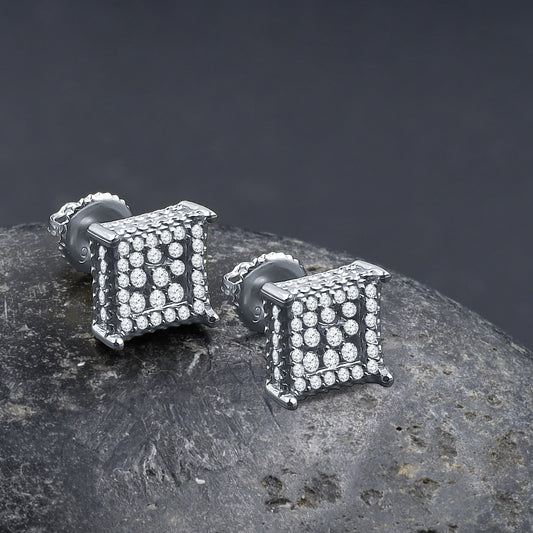 ICED SQUARE // WHITE GOLD EARRINGS