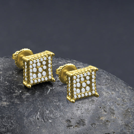 ICED SQUARE // YELLOW GOLD EARRINGS