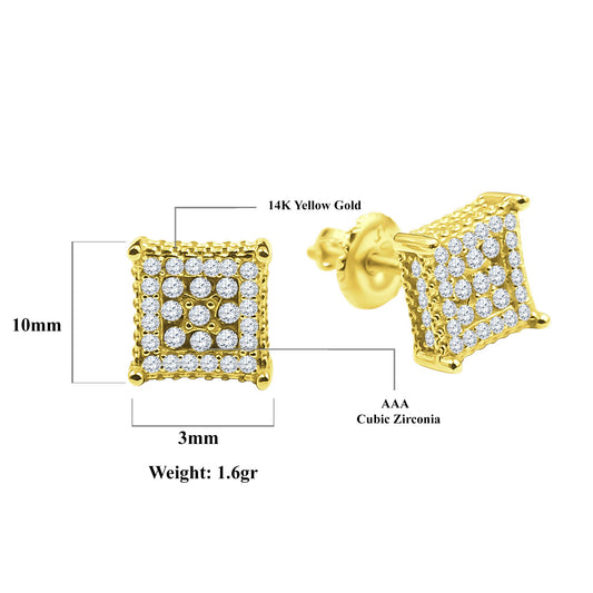 ICED SQUARE // YELLOW GOLD EARRINGS