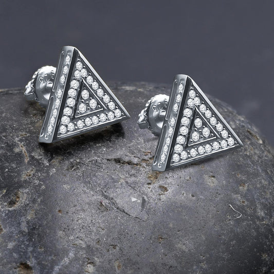 ICED TRIANGLE // WHITE GOLD EARRINGS