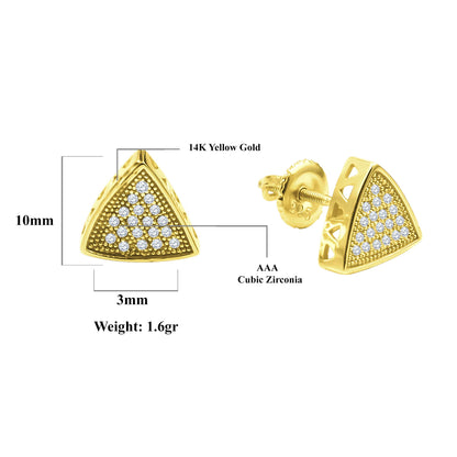 ICED OUT TRIANGLE // YELLOW GOLD EARRINGS