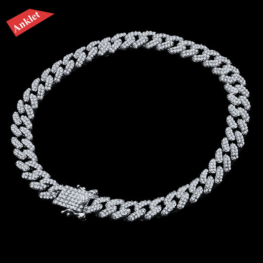 ICED OUT MIAMI CUBAN ANKLET // WHITE GOLD 8MM