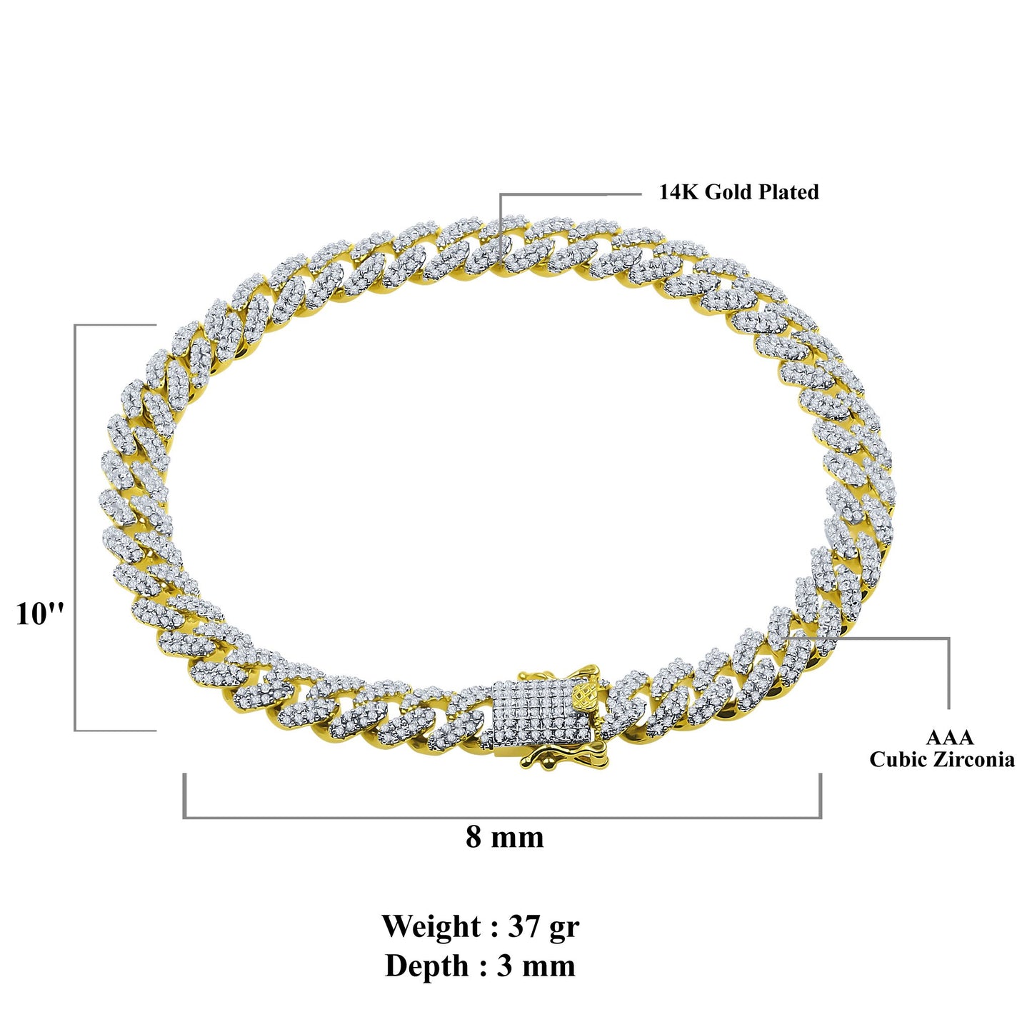ICED MIAMI CUBAN ANKLET // YELLOW GOLD 8MM