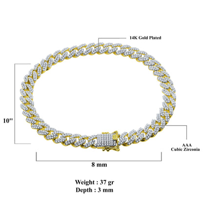 ICED MIAMI CUBAN ANKLET // YELLOW GOLD 8MM