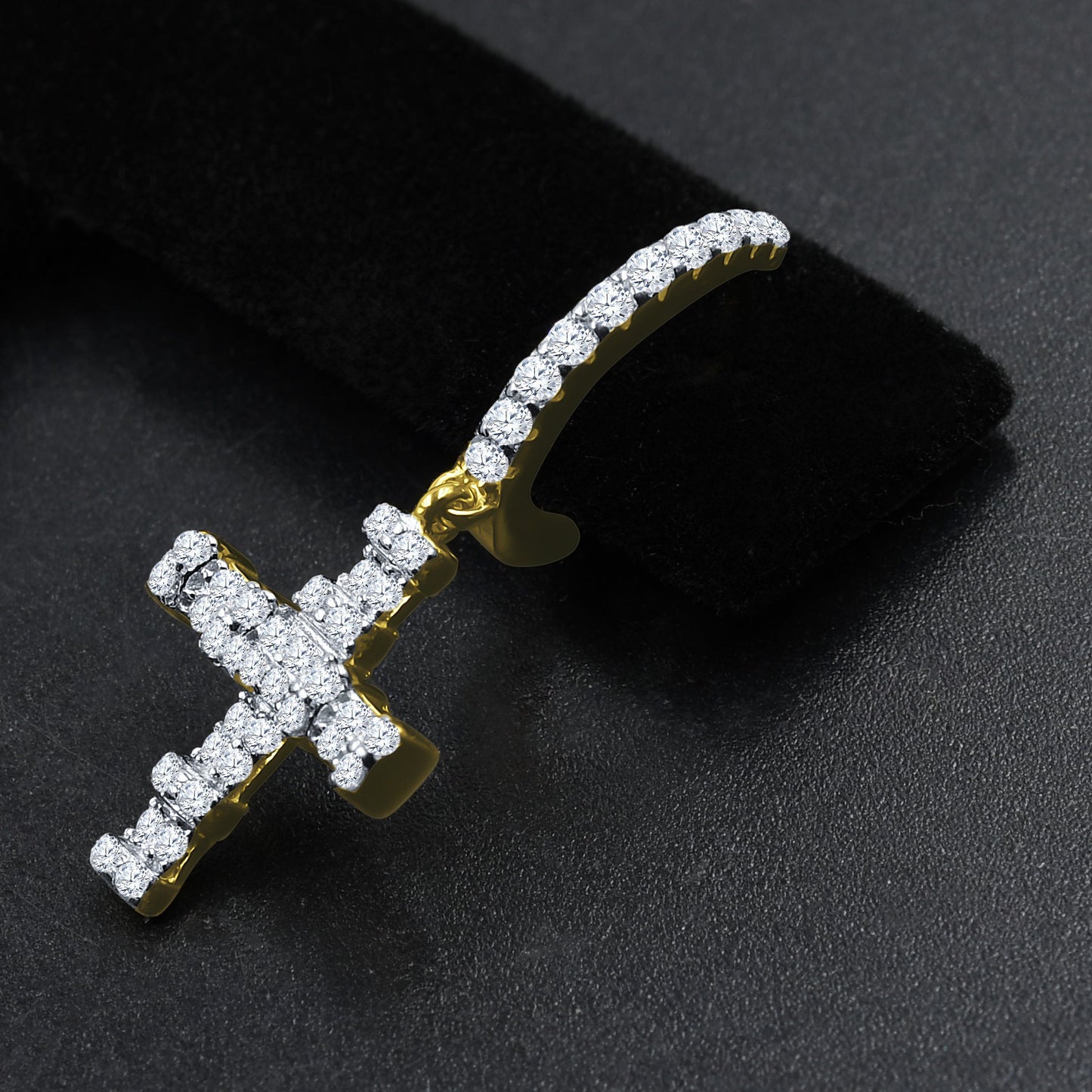 FLOODED DIAMOND CROSSES // YELLOW GOLD EARRINGS