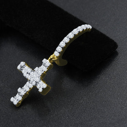 FLOODED DIAMOND CROSSES // YELLOW GOLD EARRINGS