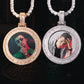ICED OUT ROUND BAGUETTE DIAMOND PHOTO MEDALLION + CHAIN