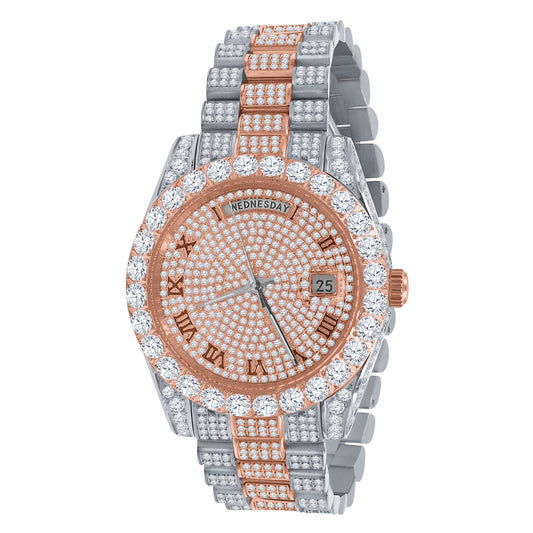 ICED OUT LOYALTY WATCH IN WHITE X ROSE GOLD