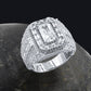 CENTER STONE RING // ICED X BAGUETTE WHITE GOLD