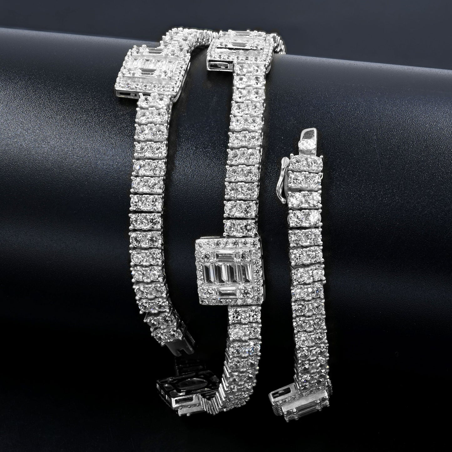 SQUARE SZN ICED TENNIS X BAGUETTE CHAIN // WHITE GOLD 14MM