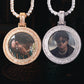 ICED OUT ROUND BAGUETTE DIAMOND PHOTO MEDALLION + CHAIN