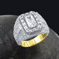 CENTER STONE RING // ICED X BAGUETTE YELLOW GOLD