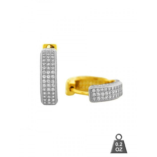 ICED OUT THREE ROW // TWO TONE EARRINGS