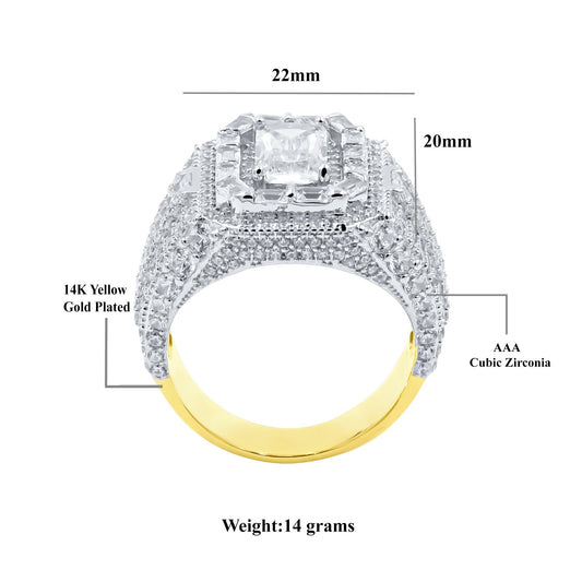 CENTER STONE RING // ICED X BAGUETTE YELLOW GOLD