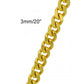 3MM CUBAN CHAIN IN YELLOW GOLD