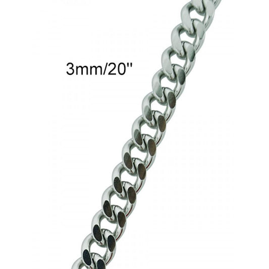 3MM CUBAN CHAIN IN WHITE GOLD