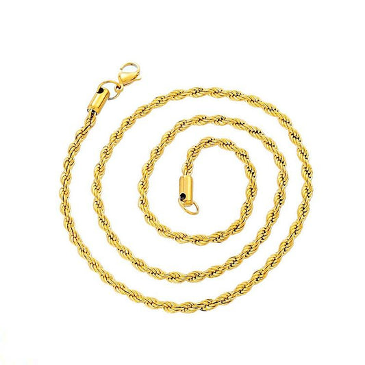 3MM ROPE CHAIN IN YELLOW GOLD