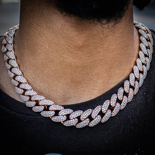 18MM ICED MIAMI CUBAN CHAIN IN ROSE GOLD