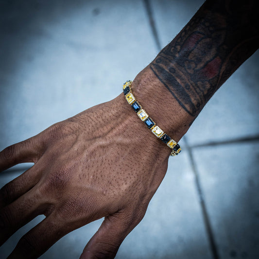 RECTANGULAR BAGUETTE TENNIS BRACELET // YELLOW X BLACK 6MM