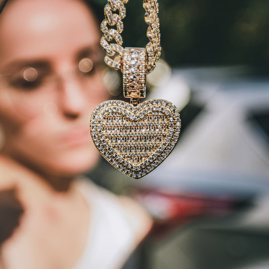 CUSTOM HEART PHOTO PENDANT LOCKET + CHAIN