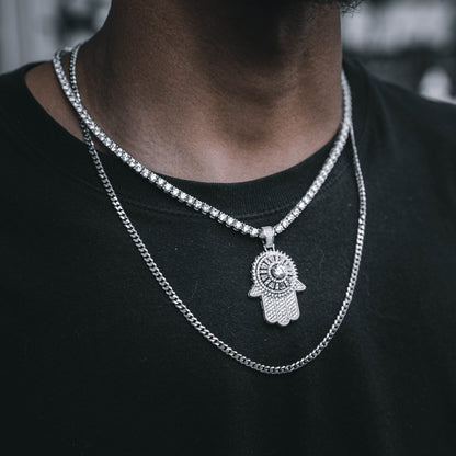 ICED HAMSA PENDANT // WHITE GOLD