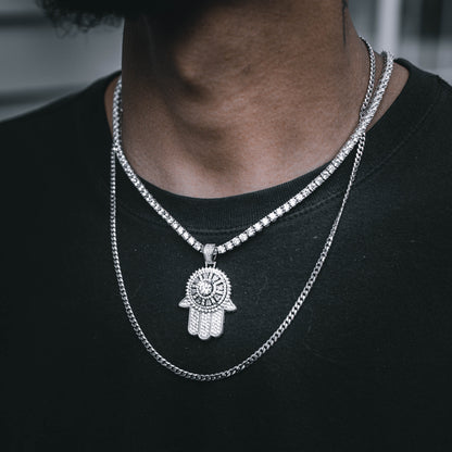 ICED HAMSA PENDANT // WHITE GOLD