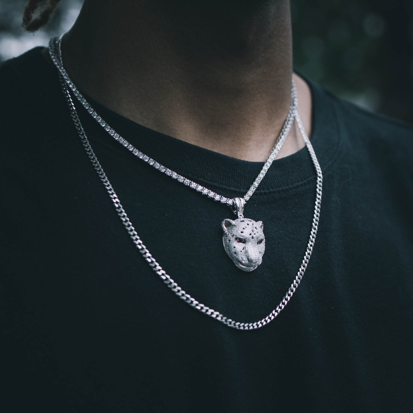 ICED PANTHER PENDANT // WHITE GOLD