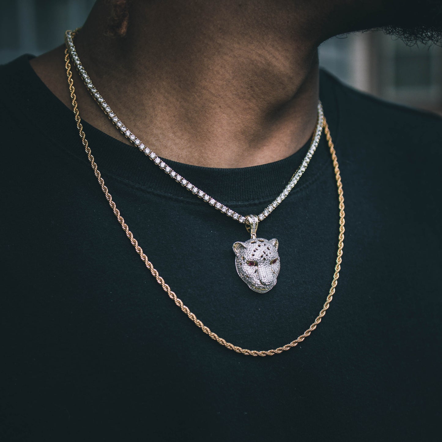 ICED PANTHER PENDANT // YELLOW GOLD