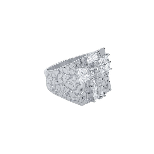 JESUS BEDDED RING // WHITE GOLD