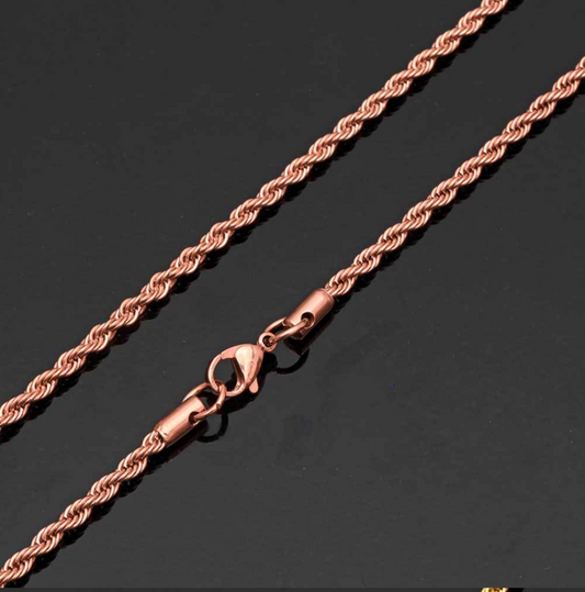 3MM ROPE CHAIN IN ROSE GOLD