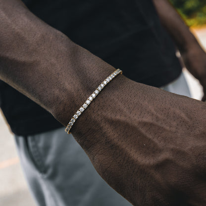 3MM ROUND CUT TENNIS BRACELET YELLOW GOLD