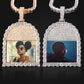 ICED OUT ROUND CUT TOMBSTONE PHOTO PENDANT + CHAIN