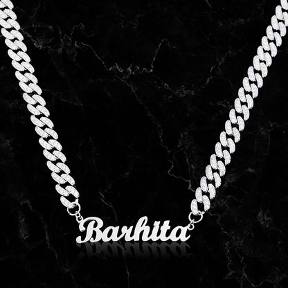 CUSTOM SCRIPTY FONT x 10MM MIAMI CUBAN CHAIN