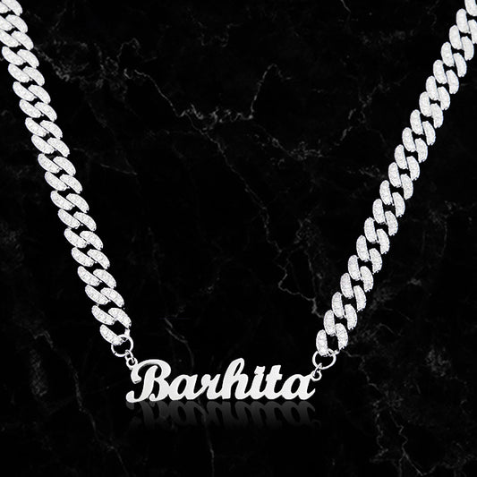 CUSTOM SCRIPTY FONT x 10MM MIAMI CUBAN CHAIN